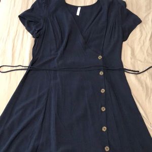 Never worn, size large navy blue dress.